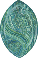 Transparent Background malachite Illustration Png. Transparent Clipart Image of watercolor green crystal ready-to-use for site, article, print. Heart chakra stone, healing crystal