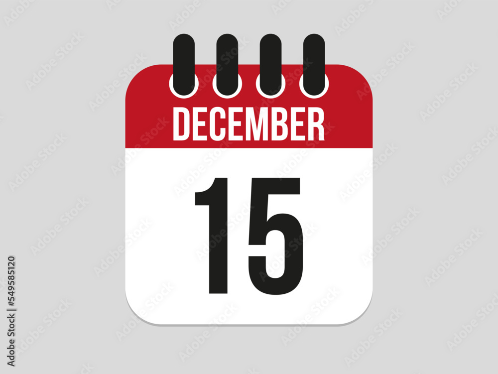 15 December calendar icon. Calendar template for the days of december ...