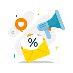 Poster - email subscription, special discount offers, promotional message concept illustration flat design vector eps10. modern graphic element for landing page, empty state ui, infographic, icon