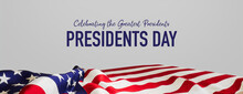 Presidents Day Banner With US Flag And White Background.