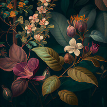 Vintage Botanic Floral Background