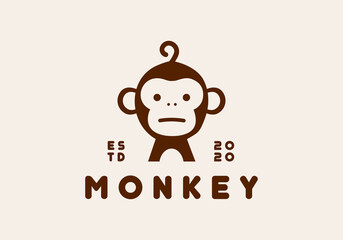 The cute monkey logo is suitable for the business symbol.