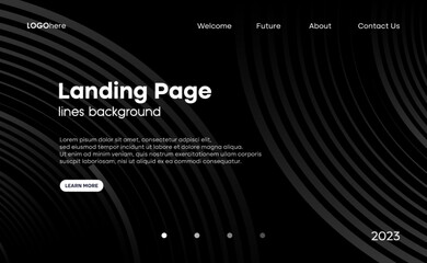 Poster - Abstract black geometric background with gradient lines composition. The minimal layout design template for the webpage and business presentation. Vector, 2023