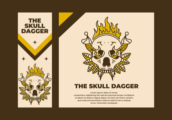 Wall Mural - Vintage art illustration of a skull and dagger