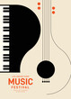 Music poster design template background with piano and guitar.