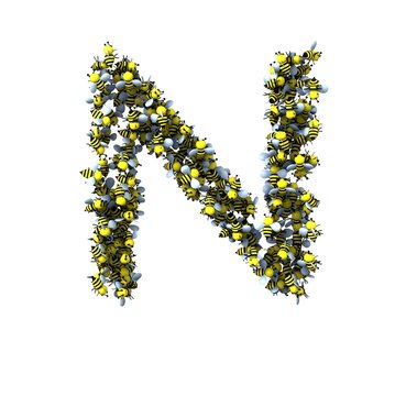 Bee Theemed Font - Letter N