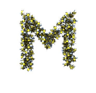 Bee Theemed Font - Letter M