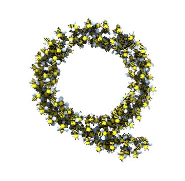 Bee Theemed Font - Letter Q