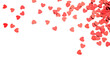 Red hearts confetti background for valentine or celebrations isolated on transparency or white  photo png file