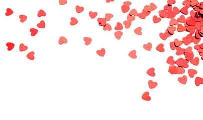 Red hearts confetti background for valentine isolated on transparency  photo png file