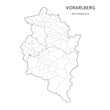 Administrative Map of the State of Vorarlberg with Municipalities (Gemeinden) and Districts (Bezirke) as of 2022 - Austria - Vector Map