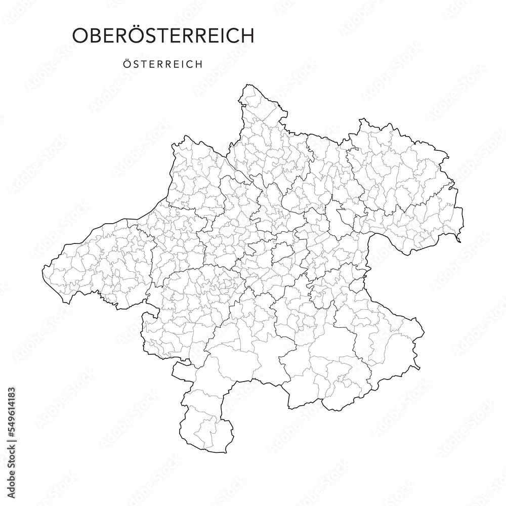 Administrative Map of the State of Upper Austria (Oberösterreich) with ...