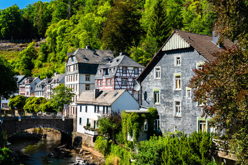 Monschau town above the Rur river in North Rhine-Westphalia, Germany