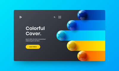 Wall Mural - Geometric cover vector design layout. Simple realistic balls website screen concept.