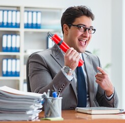 Wall Mural - Angry aggressive businessman in the office