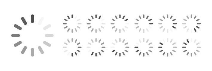 Fototapete - Circular Loading Buffering Icons Vector Video Ready for Animation Gif All Keyframes Frames Bufring Circle Waiting for Connection Buffer Preloader Download Symbol Easy Replace Color