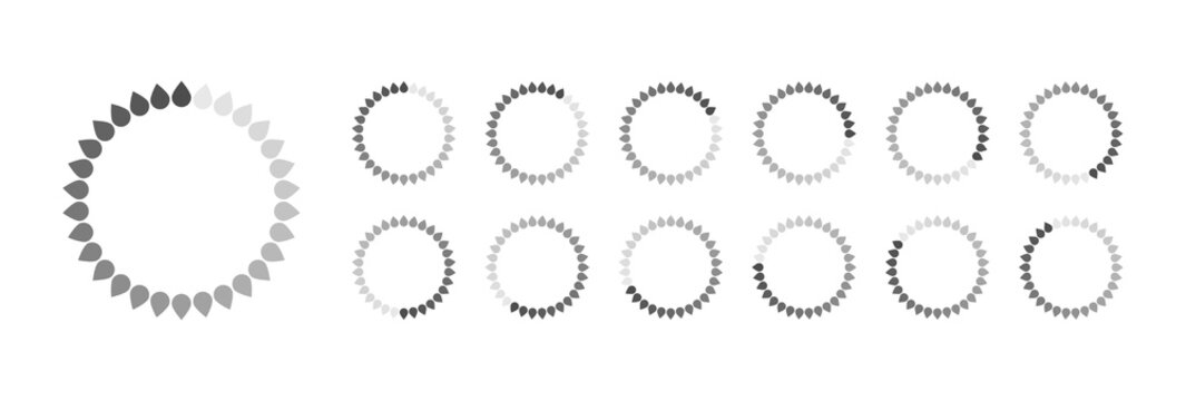 Circular Loading Buffering Icons Vector Video Ready for Animation Gif All Keyframes Frames Bufring Circle Waiting for Connection Buffer Preloader Download Symbol Easy Replace Color