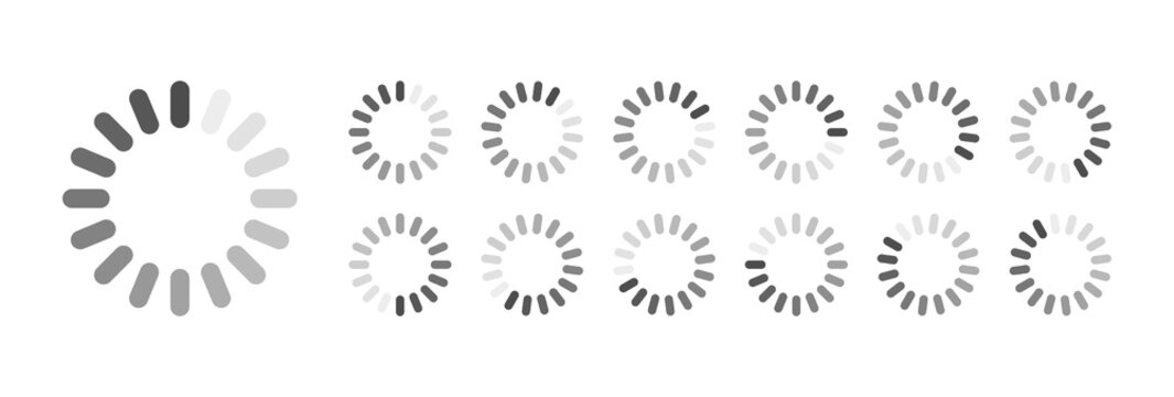 Circular Loading Buffering Icons Vector Video Ready for Animation Gif All Keyframes Frames Bufring Circle Waiting for Connection Buffer Preloader Download Symbol Easy Replace Color