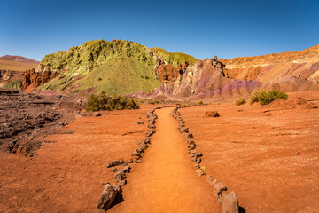 Colored mountain in the Valle del Arcoiris near San Pedro de Atacama in Chile.