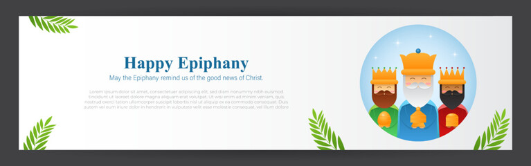 Vector illustration of Happy Epiphany Christian festival three wise men