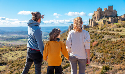 Family traveling in Aragon,  Loarre castle in Spain