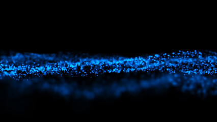Poster - Abstract Particle Blur Wave Background Blue on Futuristic Background Beautiful, flowing, motion illustration.