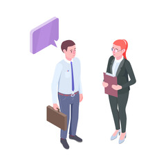 Wall Mural - Isometric Recruitment Talk Composition