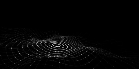 Poster - 3D digital circular dynamic wave. Technology smart wave. Seamless flow digital structure. Cyber technology background. Vector illustration.