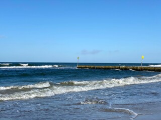 waves piling up over the baltic sea on a sunny day