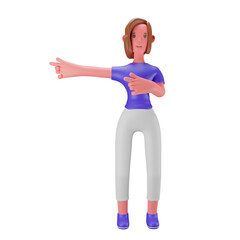 Wall Mural - Woman pointing left side 3D Icon