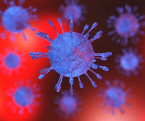 Wall Mural - Close-up virus against the background , infection with a new strain, infectious bacterium, 3D rendering