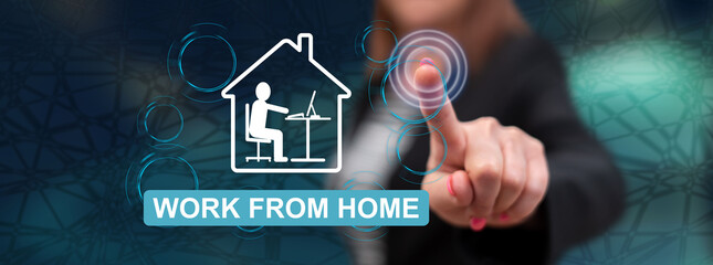 Poster - Woman touching a work from home concept