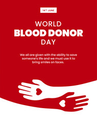 Wall Mural - World Blood Donor Day, background concept, Vector illustration, vector, greeting card, social media post, banner, poster, flyer, typography design