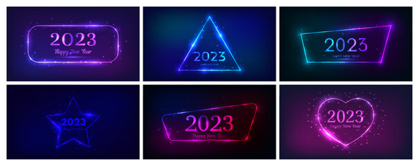 2023 Happy New Year neon background