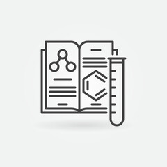 Poster - Test Tube with Chemistry Open Book vector concept outline icon