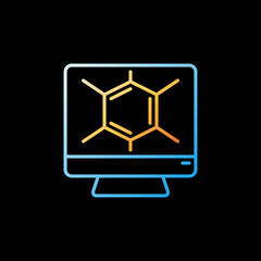 Poster - Computer with Yellow Chemical Formula vector concept linear colorful icon