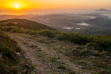 Wall Mural - mountain off-road during sunrise