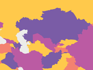 Wall Mural - Central Asia blank map. High detailed political map of central asian region