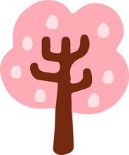 Hand Draw Cute Pink Tree