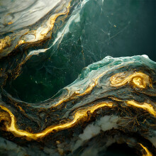  Abstract Marble Texture, Green And Gold