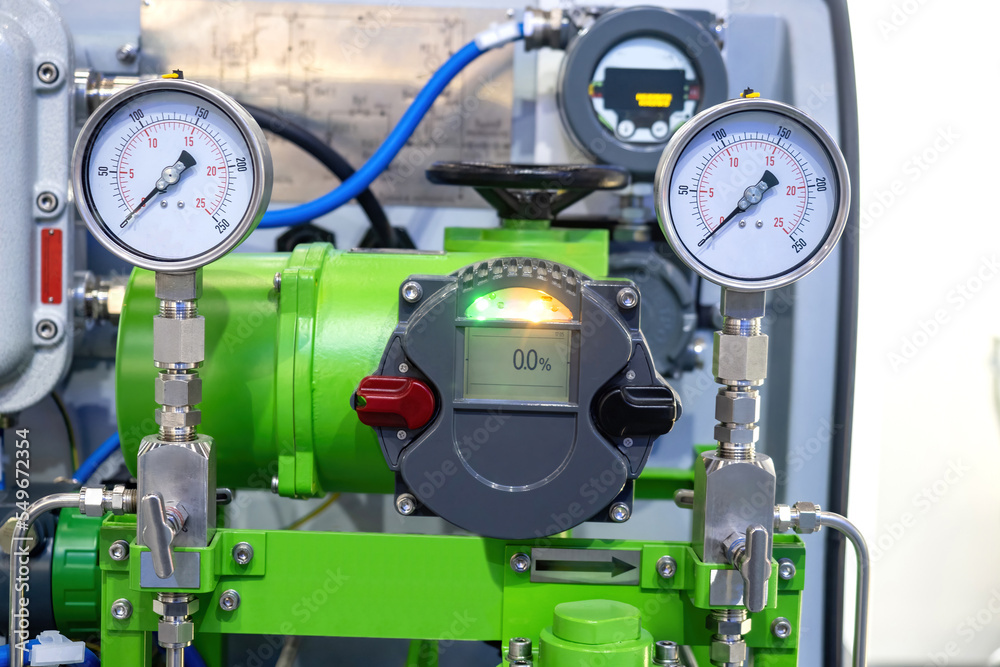 Sensor indicates absence pressure in pipes. Gas pumping station ...