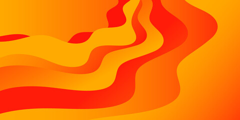 Poster - Abstract red and orange hot wavy background. Curve lines lava.