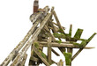 Isolated PNG cutout of a destroyed wooden structure on a transparent background