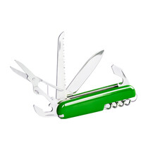 Green Multipurpose Swiss Knife With Open Blades And Tools. PNG Clipart Isolated On Transparent Background