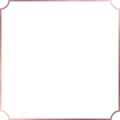 Wall Mural - square rose gold frame with inverted rounded corner isolated on transparent background, luxury pink 