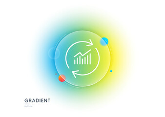 Poster - chart line icon. gradient blur button with glassmorphism. update report graph or sales growth sign. 