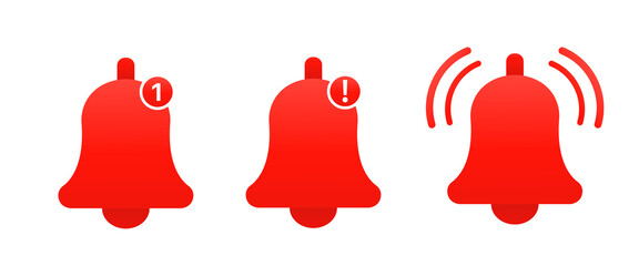 Poster - Notification bell icon for incoming message. Vector ringing bell and notification sign for notification of alarm clock and smartphone application. Vector illustration