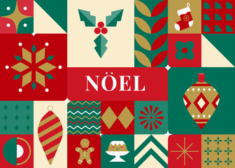 christmas seamless pattern in scandinavian style. holidays 2023 postcard. snowflakes, decorations an