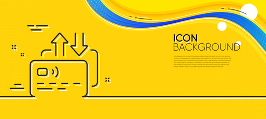 Poster - credit card line icon. abstract yellow background. send money payment sign. finance transfer symbol.