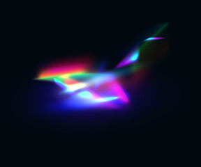 Aufkleber - Background with diamond lights, glowing shiny streak glare. Vector rainbow crystal light leak flare reflection effect. Colorful optical rainbow lights beam lens